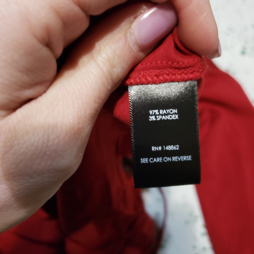 Silky Red Button Down - Picture 9 of 9